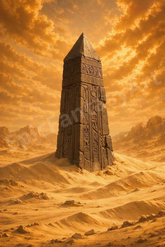 Desert Queen discovering an ancient marker in the desert